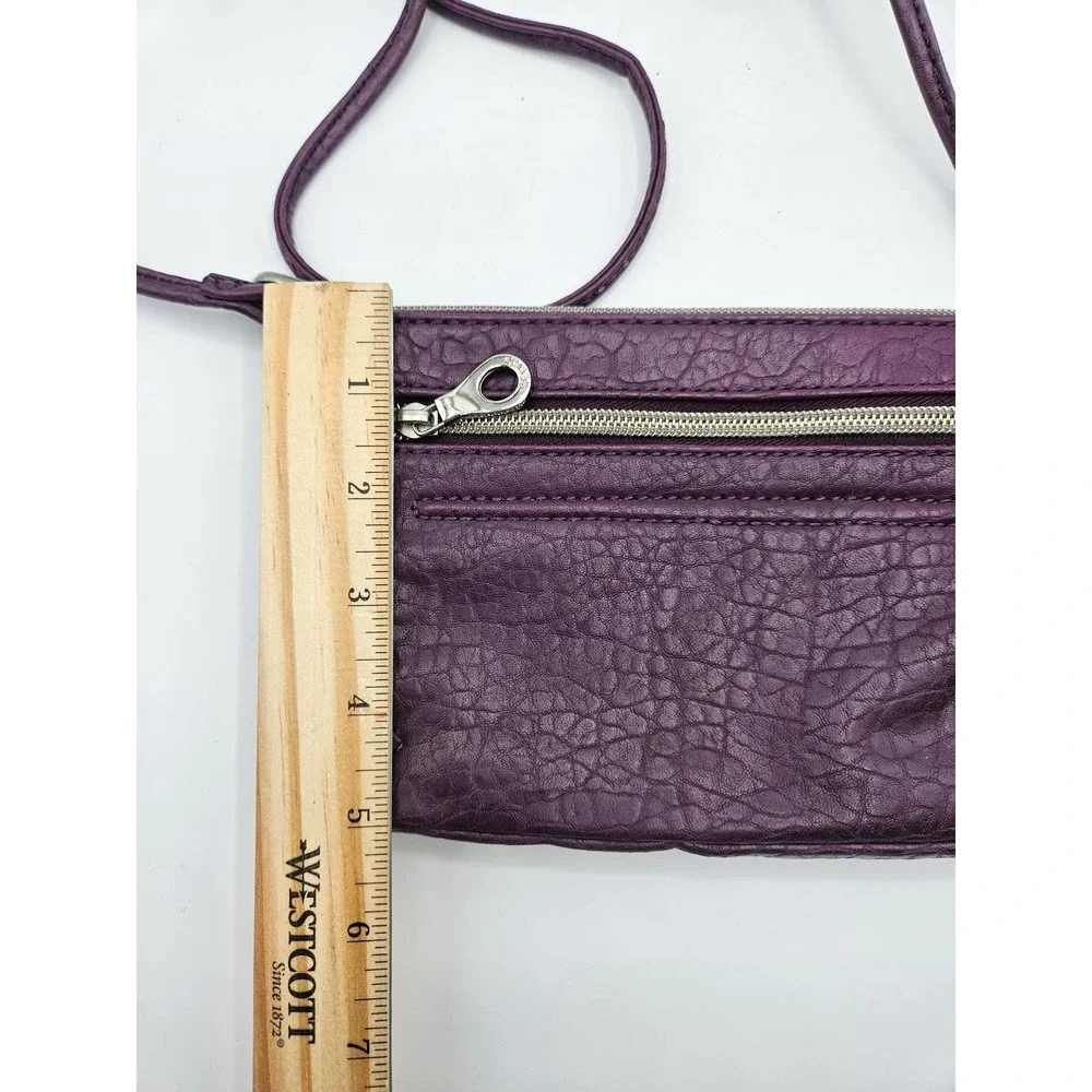 Relic Women's Crossbody Purple Pebbled Leather Purse Handbag Zipper Pocket‎